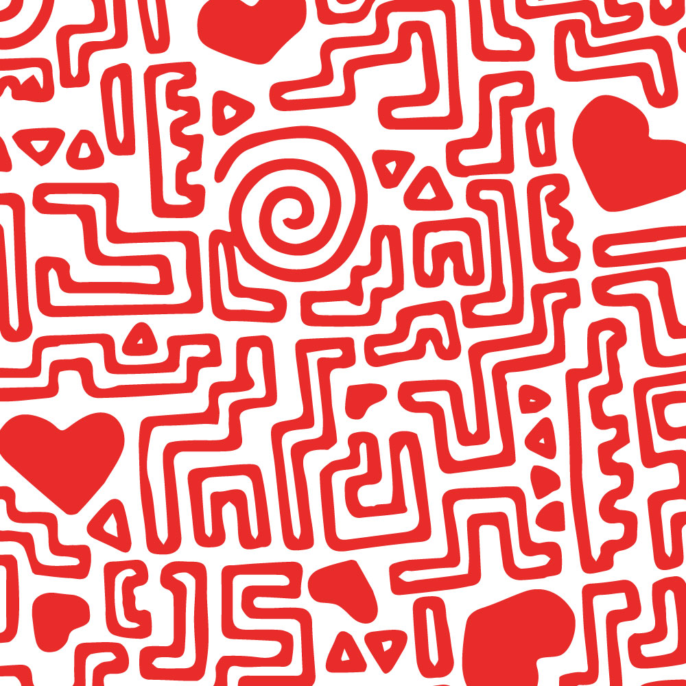 Red line and heart pattern